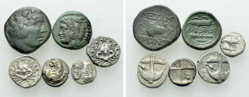 6 Greek Coins . 

Obv: .
Rev: .

. 

Condition: See picture.

Weight: g...