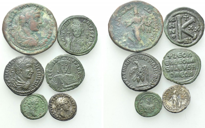 6 Roman Provincial and Byzantine Coins. 

Obv: .
Rev: .

. 

Condition: S...