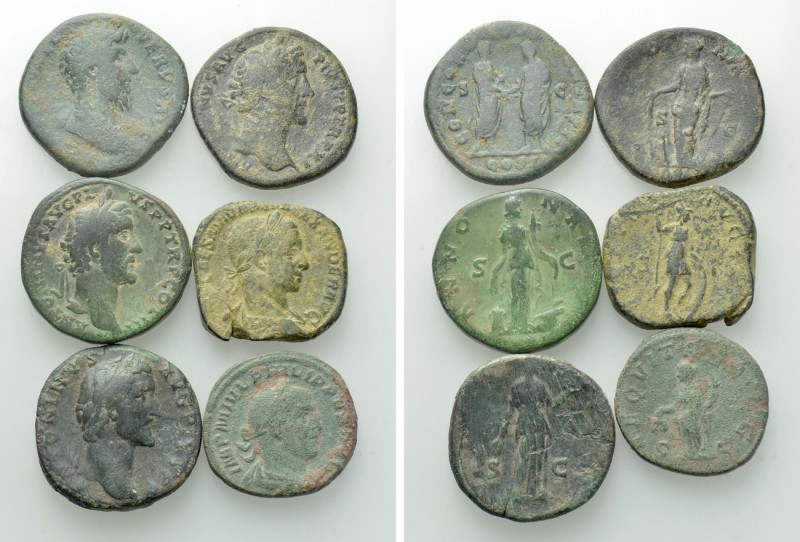 6 Roman Sesterti. 

Obv: .
Rev: .

. 

Condition: See picture.

Weight:...