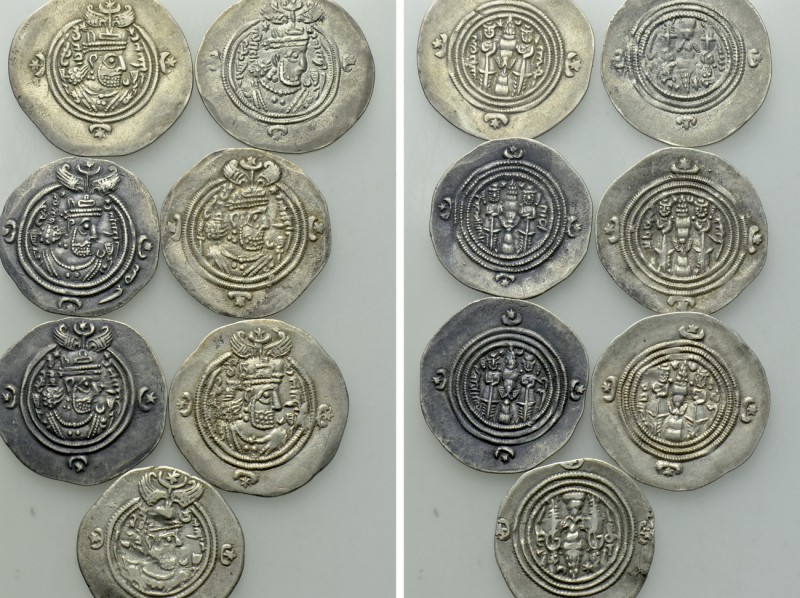 7 Sassanian Coins. 

Obv: .
Rev: .

. 

Condition: See picture.

Weight...
