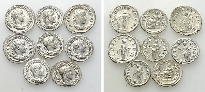8 Coins of Maximinus Thrax and Gordianus III. 

Obv: .
Rev: .

. 

Condit...