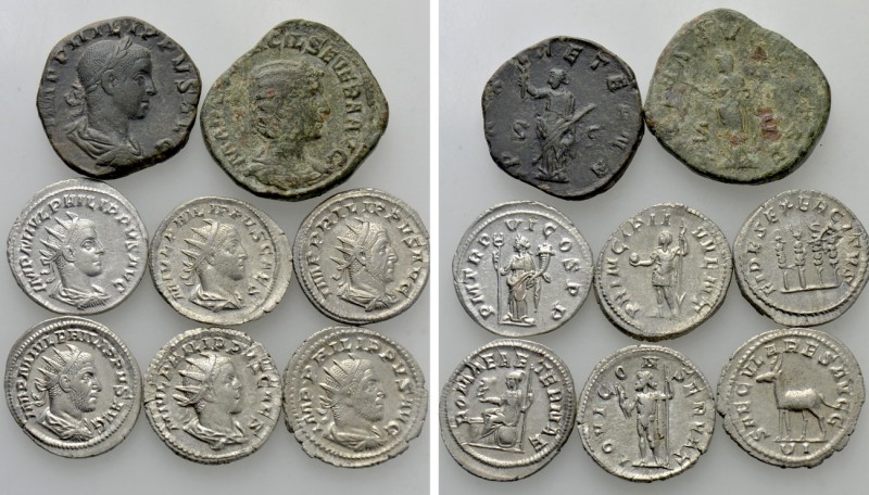 8 Coins of Philip the Arab and his Family. 

Obv: .
Rev: .

. 

Condition...
