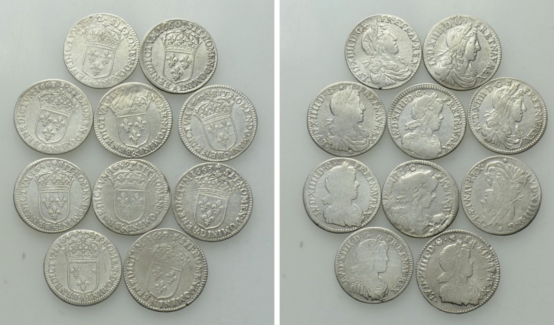 10 French Coins. 

Obv: .
Rev: .

. 

Condition: See picture.

Weight: ...