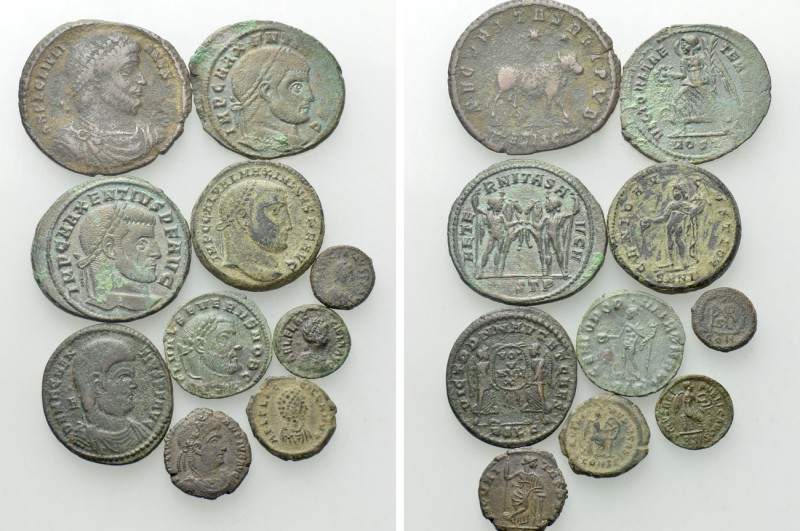 10 Scarce Late Roman Coins. 

Obv: .
Rev: .

. 

Condition: See picture....