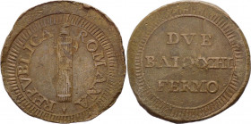 Fermo - Prima Repubblica Romana (1798-1799) - Due baiocchi tipo con fascio senza data - CNI 18 - Cu - gr. 16,58 - RARA (R)

mBB

SPEDIZIONE SOLO I...
