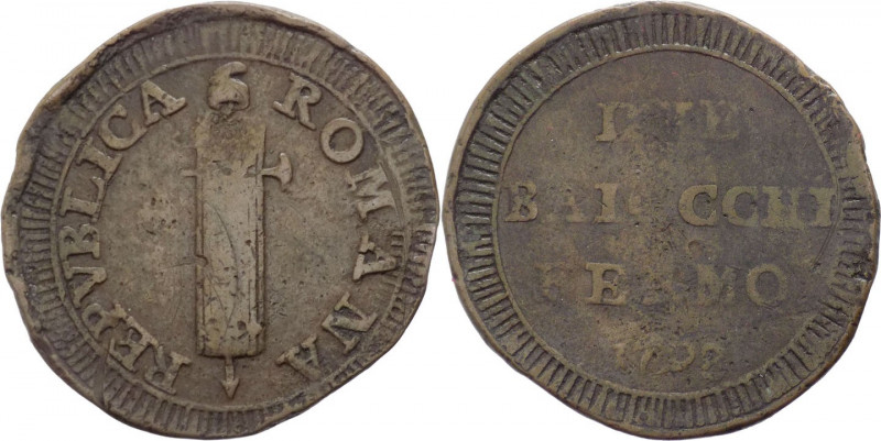 Fermo - Prima Repubblica Romana (1798-1799) - Due baiocchi tipo con fascio 1798 ...