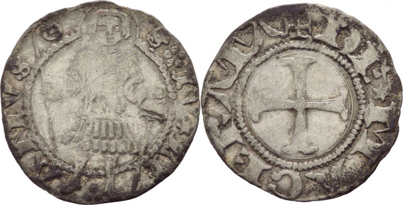 Macerata - Monetazione Autonoma (1392-1447) - Grosso - D/ DE*MACERATA, grande cr...
