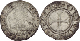 Macerata - Monetazione Autonoma (1392-1447) - Grosso - D/ DE*MACERATA, grande croce patente in cerchio perlinato. R/ S*IV¡LI :. ANVS, il Santo stante ...