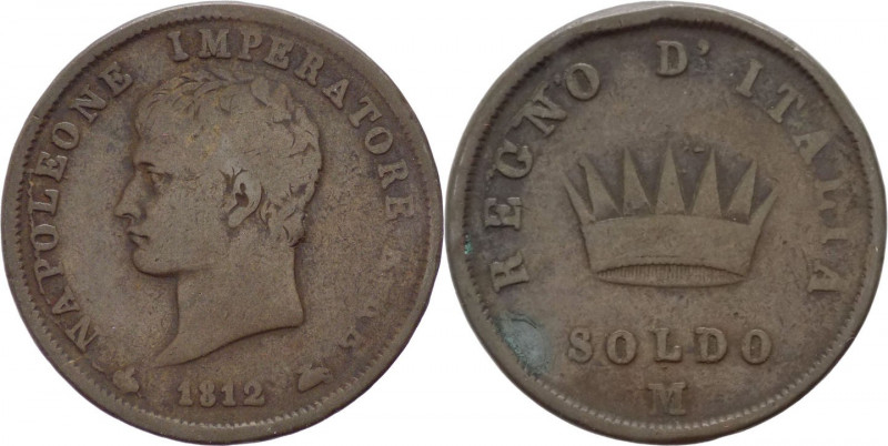 Milano - Napoleone I Re d'Italia (1805-1814) - Soldo 1812 - Pagani 77 - Cu

qB...
