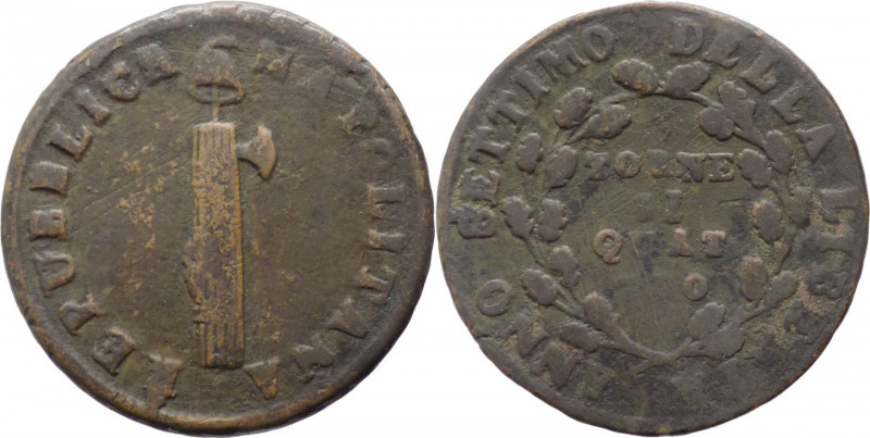 Napoli - Repubblica Napoletana (1799) - 4 Tornesi 1799 - Gig. 5 - Cu - gr.12,77...