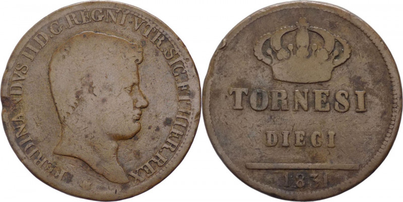 Regno delle Due Sicilie - Ferdinando II (1830-1859) 10 Tornesi 1831 - C/Liscio -...