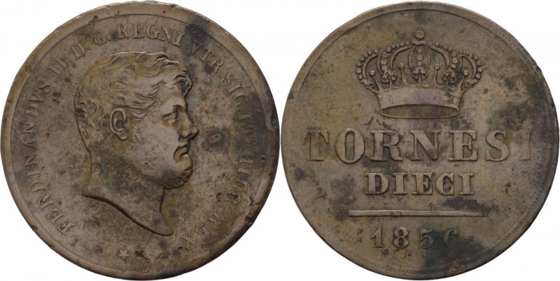 Regno delle Due Sicilie - Ferdinando II (1830-1859) 10 Tornesi 1856 - Zecca di N...