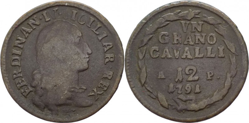 Regno di Napoli - Ferdinando IV (1759-1816) - 1 grano da 12 Cavalli 1791 - Cu - ...