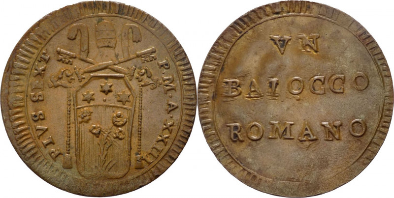 Stato Pontificio - Roma - Pio VI, Braschi (1775-1799) - 1 baiocco - A XXIII - Mu...