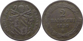 Stato Pontificio - Roma - Pio IX, Mastai Ferretti (1846-1878) - 2 Baiocchi del II°Tipo 1850 anno V - Zecca di Roma - Gig.197 - Cu - gr.19,68

BB

...