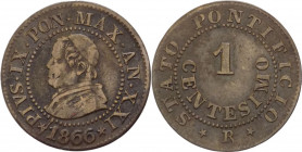 Stato Pontificio - Roma - Pio IX, Mastai Ferretti (1846-1878) - 1 Centesimo 1866 anno XXI - Gig.330 - Cu - gr.0,96

BB+

SPEDIZIONE SOLO IN ITALIA...