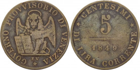 Venezia - Governo Provvisorio di Venezia (1848-1849) - 5 centesimi di Lira Corrente 1849 - Cu

qBB

SPEDIZIONE SOLO IN ITALIA - SHIPPING ONLY IN I...