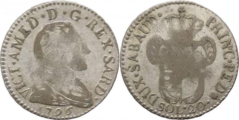 Regno di Sardegna - Vittorio Amedeo III (1773-1796) - 20 Soldi 1796 - MIR 990c -...