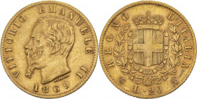 Regno d'Italia - Vittorio Emanuele II (1861-1878) - 20 lire 1869 Torino - MIR 1078j;Pag. 463 - Au

qBB 

SPEDIZIONE SOLO IN ITALIA - SHIPPING ONLY...