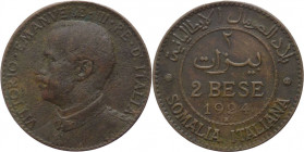 Somalia Italiana - Vittorio Emanuele III (1900-1943) - 2 Bese 1924 - Rara - Gig.27 - Cu

BB+

SPEDIZIONE SOLO IN ITALIA - SHIPPING ONLY IN ITALY