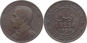 Colonie italiane- Somalia Italiana - Vittorio Emanuele III (1909-1925) - 1 Besa 1909 - Gig. 28 - Rara - Cu - Corrosioni -

BB

SPEDIZIONE SOLO IN ...