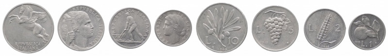 Repubblica Italiana (dal 1946) - Monetazione in lire (1946-2001) - serie 4 valor...