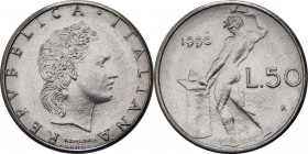 Repubblica Italiana (dal 1946) - Monetazione in Lire (1946-2001) - 50 Lire 1990 "Vulcano" del III° Tipo - Zecca di Roma - Variante orecchio a punta - ...