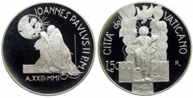 Città del Vaticano - Moneta Celebrativa da Lire 5000 - Pasqua di Risurrezione 2001 - Edizione fondo specchio con cofanetto originale in velluto di col...