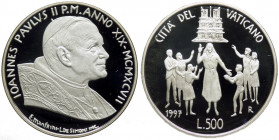 Città del Vaticano - Moneta Celebrativa da Lire 500 - Giornata Internazionale della Donna 1997 - edizione fondo specchio Proof con cofanetto originale...
