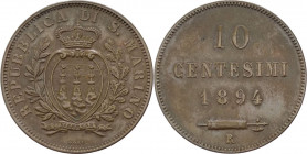 Repubblica di San Marino - Vecchia Monetazione - 10 centesimi 1894 - Pag. 372; Gig. 32 - Cu

SPL

SPEDIZIONE SOLO IN ITALIA - SHIPPING ONLY IN ITA...