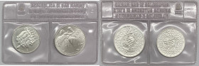 San Marino - Anno 1990 - Cofanetto contenente Dittico di due monete d'argento da 500 e da 1000 Lire. Monete celebrative dei Mondiali di Calcio Italia ...