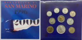 San Marino - Nuova Monetazione (dal 1972) - divisionale anno 1996 (dieci valori) in folder originale. Verso il Terzo millennio.

FDC

SPEDIZIONE I...