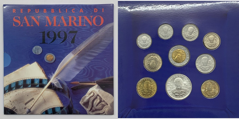 San Marino - divisionale anno 1997 (dieci valori) in folder originale. Verso il ...