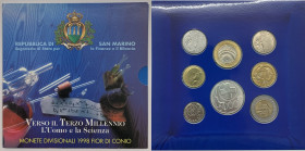 San Marino - Nuova Monetazione (dal 1972) - divisionale anno 1998 (otto valori) in folder originale.

FDC

SPEDIZIONE IN TUTTO IL MONDO - WORLDWID...