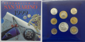 San Marino - Nuova Monetazione (dal 1972) - divisionale anno 1999 (otto valori) in folder originale - Verso il Terzo Millennio.

FDC

SPEDIZIONE I...