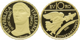 Repubblica Italiana (dal 1946) - monetazione in euro (dal 2001) - 10 euro 2021 commemorativo della serie "imperatori romani" raffigurante Costantino -...