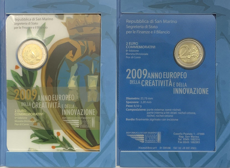 San Marino - divisionale in euro - anno 2009 contenente moneta celebrativa da du...