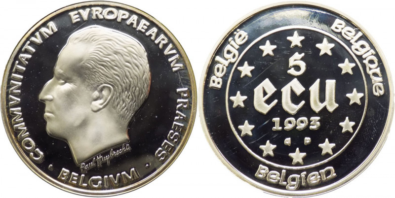 Belgio - Baldovino (1951-1993) - 5 ecu 1993 - per la presidenza europea - KM# 18...