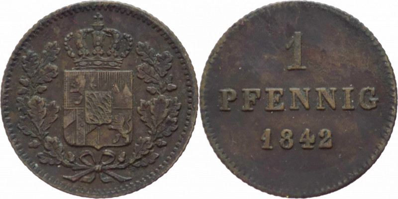 Germania - Regno di Baviera - Ludwig I (1825-1848) - 1 pfennig 1842 A - KM# 797 ...