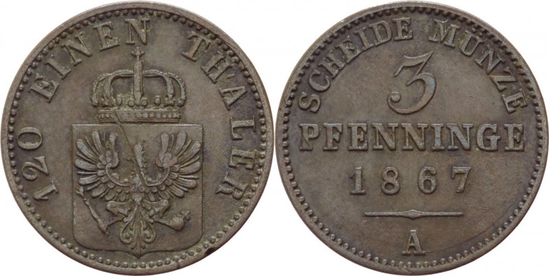 Germania - Regno di Prussia - Wilhelm I (1861-1888) - 3 Pfenninge 1867 A - KM# 4...