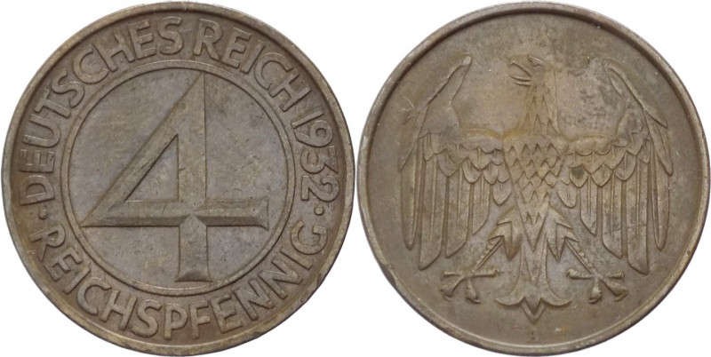 Germania - Repubblica di Weimar (1918-1933) - 4 pfenning 1932 - KM# 75 - Cu

m...