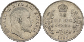 India Britannica - Edoardo VII (1902-1910) - 1/4 di Rupia 1907 - KM#506 - Ag -

mBB

SPEDIZIONE SOLO IN ITALIA - SHIPPING ONLY IN ITALY