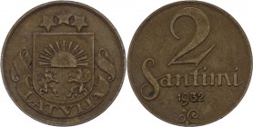 Lettonia - Repubblica (1918-1940) - 2 Santimi 1932 - KM# 2 - Ae 

qBB 

SPEDIZIONE SOLO IN ITALIA - SHIPPING ONLY IN ITALY