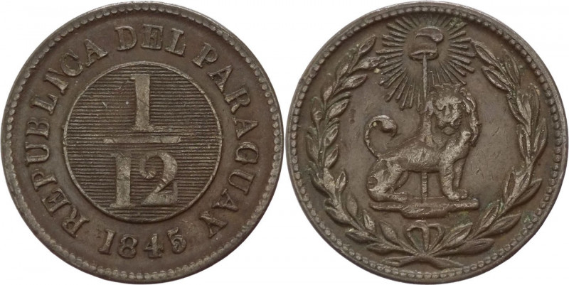 Paraguay - Repubblica (dal 1811) - 1/12 Real 1845 - KM# 1 - Ae 

BB 

SPEDIZ...