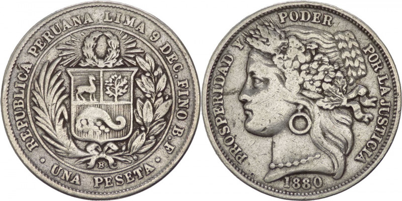 Perù - Repubblica (dal 1822) - 1 peseta 1880 - KM# 200 - Ag 

MB 

SPEDIZION...