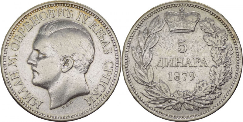 Serbia - Milan Obrenović IV (1868-1882) - 5 dinara 1879 - KM# 12 - Ag 

BB 
...