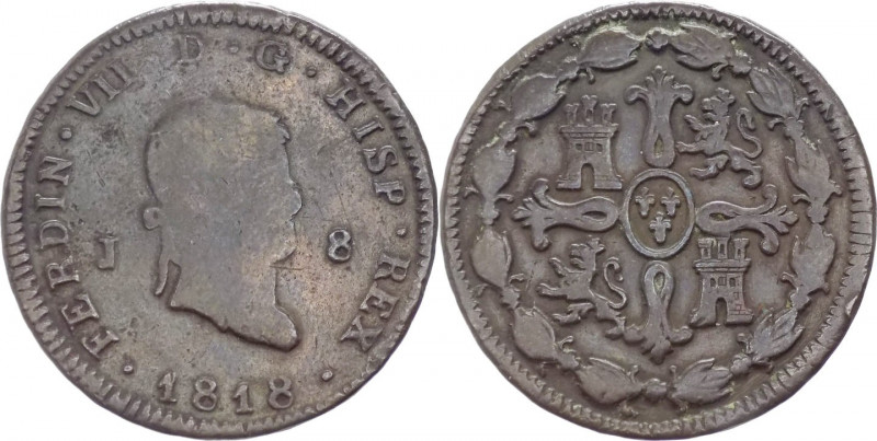 Spagna - Ferdinando VII (1808-1833) - 8 Maravedis 1818 - Jubia - KM# 491 - Ae
...