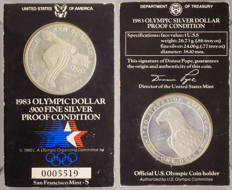 Stati Uniti d'America (dal 1776) - 1 dollaro 1983 celebrativo "XXIII Olimpiadi d...