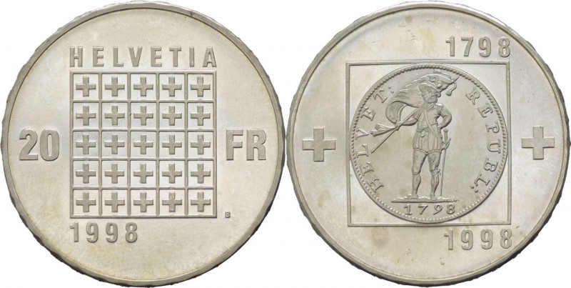 Svizzera - 20 Franchi 1998 - 150° anniversario della Repubblica Elvetica - KM# 8...