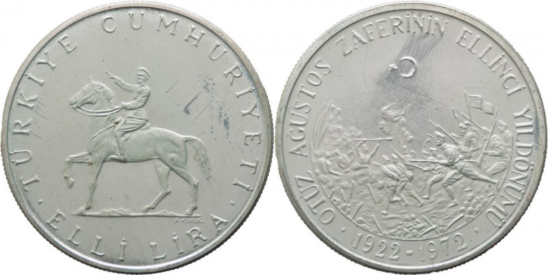 Turchia - Repubblica (dal 1923) - 50 lire 1972 "50° della vittoria del 30 Agosto...